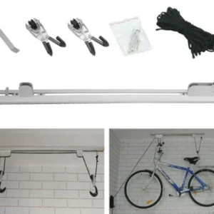 Menge 2 Fahrrad Leiter Deckenlift Gestell Hebezeug Riemenscheibe oben Garage Lagerung Han-