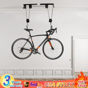 Fahrradlift Hebebühne Fahrradlift Deckenmontage Garage Aufhänger Flaschenzug Gepäckträger schwarz NEU-